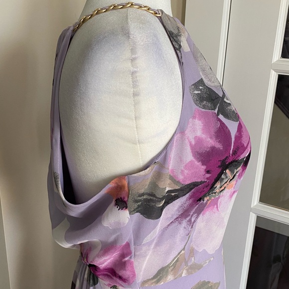 White House Black Market Pink and Purple  Floral Halter Midi Dress NWT - Picture 7 of 14